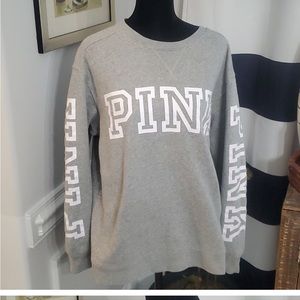 PINK by VIctoria’s Secret Crew Neck Sweater Gray Size Small Oversized